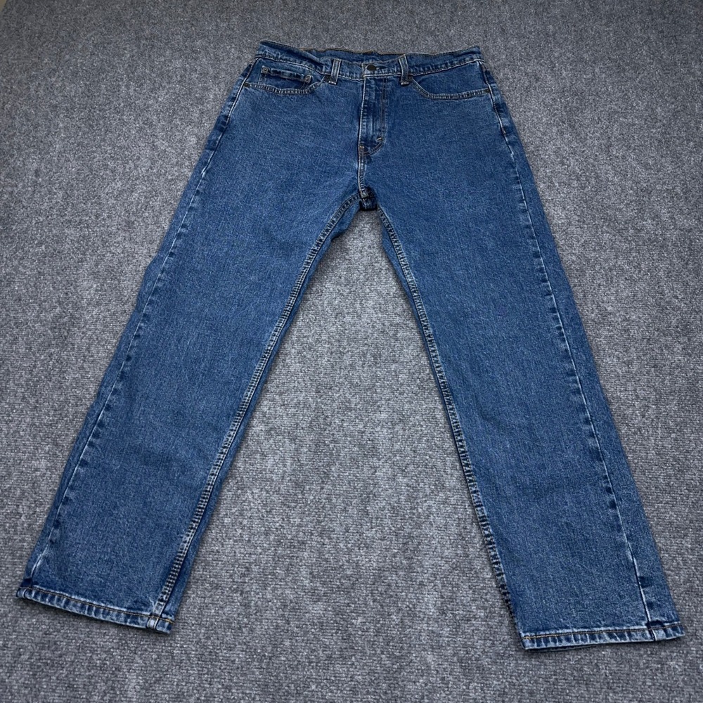 Levis 505 Jeans Mens 35x30 FITS 33x29 Medium Wash Denim Stretch Regular Straight